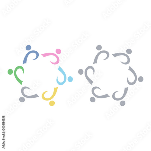 COLORFUL PEOPLE COMMUNITY UNION SIGN SYMBOL LOGO VECTOR ISOLATED ON WHITE