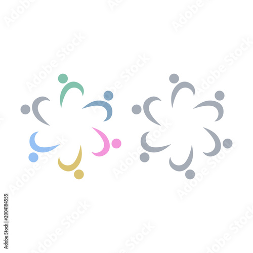 COLORFUL PEOPLE COMMUNITY UNION SIGN SYMBOL LOGO VECTOR ISOLATED ON WHITE