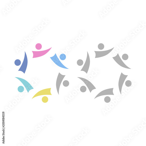 COLORFUL PEOPLE COMMUNITY UNION SIGN SYMBOL LOGO VECTOR ISOLATED ON WHITE