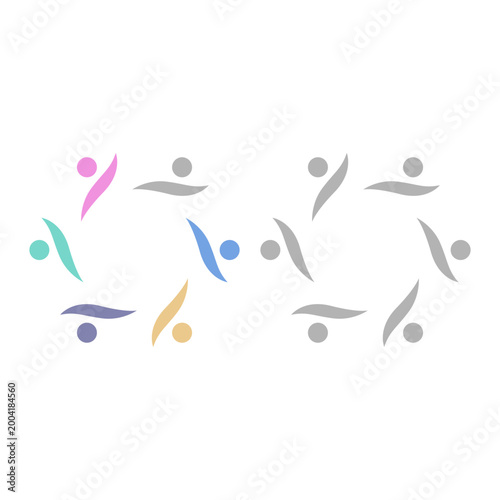 COLORFUL PEOPLE COMMUNITY UNION SIGN SYMBOL LOGO VECTOR ISOLATED ON WHITE