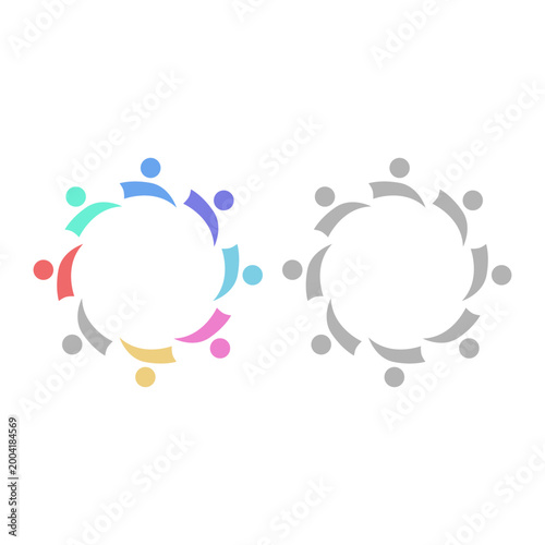 COLORFUL PEOPLE COMMUNITY UNION SIGN SYMBOL LOGO VECTOR ISOLATED ON WHITE