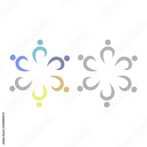COLORFUL PEOPLE COMMUNITY UNION SIGN SYMBOL LOGO VECTOR ISOLATED ON WHITE