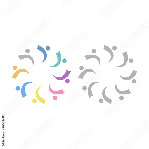 COLORFUL PEOPLE COMMUNITY UNION SIGN SYMBOL LOGO VECTOR ISOLATED ON WHITE