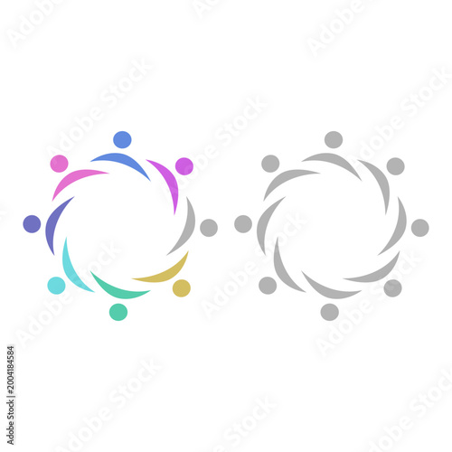 COLORFUL PEOPLE COMMUNITY UNION SIGN SYMBOL LOGO VECTOR ISOLATED ON WHITE