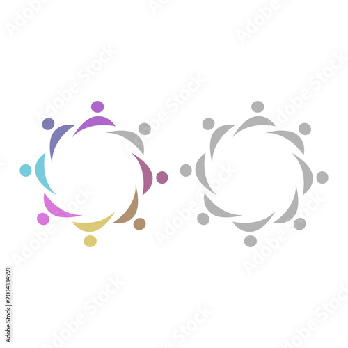 COLORFUL PEOPLE COMMUNITY UNION SIGN SYMBOL LOGO VECTOR ISOLATED ON WHITE