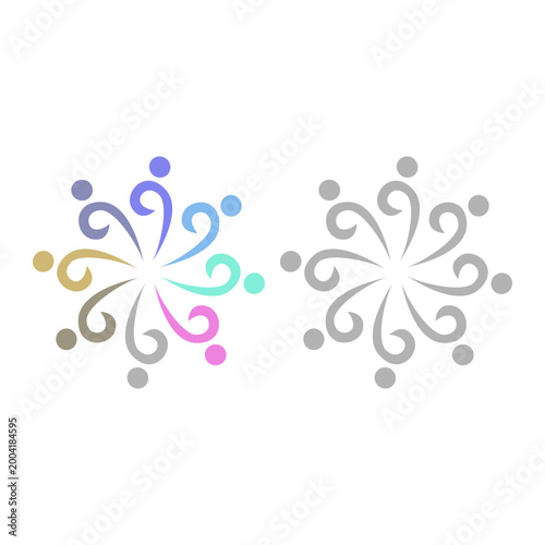 COLORFUL PEOPLE COMMUNITY UNION SIGN SYMBOL LOGO VECTOR ISOLATED ON WHITE