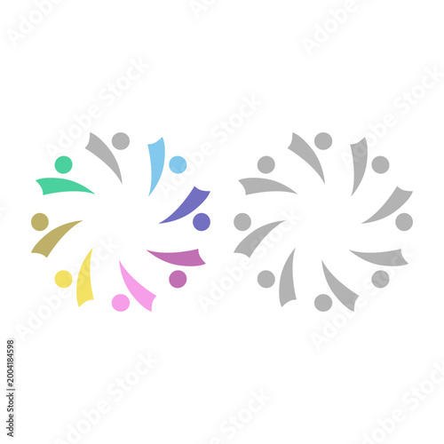 COLORFUL PEOPLE COMMUNITY UNION SIGN SYMBOL LOGO VECTOR ISOLATED ON WHITE