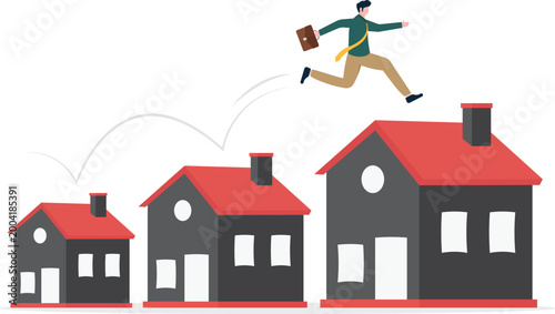 Professional jumping over increasing houses