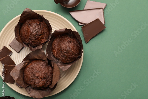 Plate with tasty chocolate ...