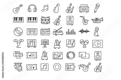 Pause radio vector generation simple earphones icon vinyl music guitar stand image