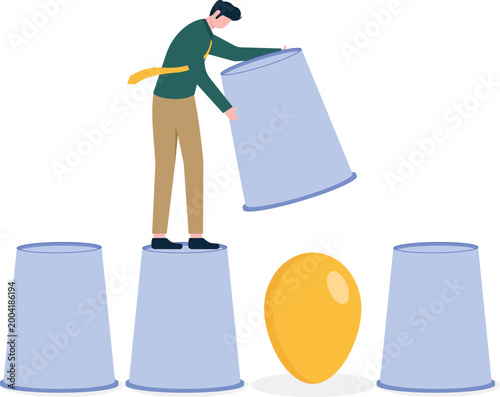 Professional playing shell game with notification bell