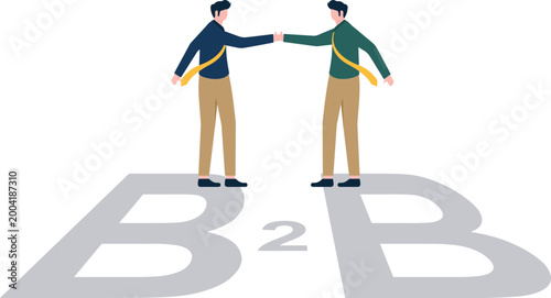 Professionals shaking hands over large B2B text