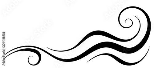 Wave ornament with abstract lines. Graceful decorative element for decor card design