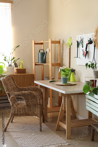 Interior of workshop with g...