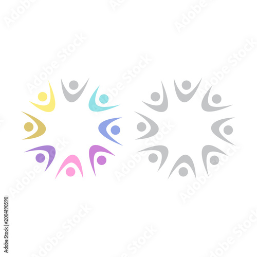 PEOPLE COMMUNITY SIGN SYMBOL LOGO VECTOR
