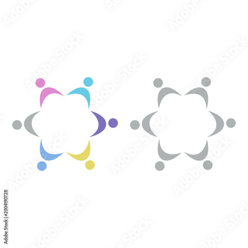PEOPLE COMMUNITY SIGN SYMBOL LOGO VECTOR