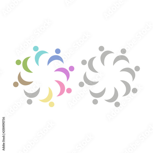 PEOPLE COMMUNITY SIGN SYMBOL LOGO VECTOR