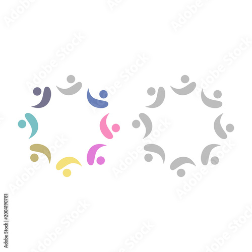 PEOPLE COMMUNITY SIGN SYMBOL LOGO VECTOR