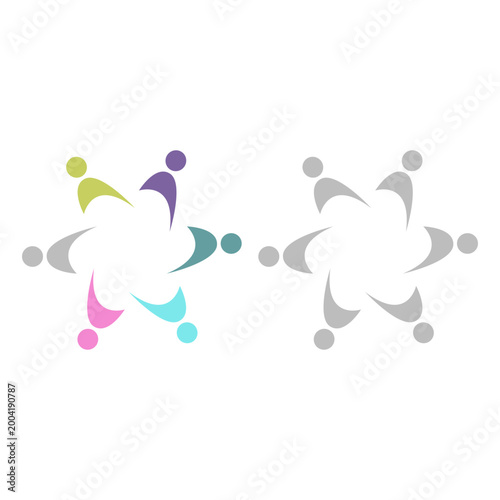 PEOPLE COMMUNITY SIGN SYMBOL LOGO VECTOR