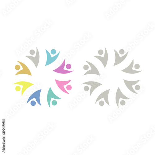 PEOPLE COMMUNITY SIGN SYMBOL LOGO VECTOR