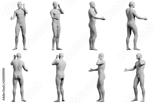 Mannequin gestures in white studio