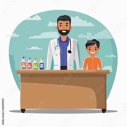 Doctor and Child Patient at Desk