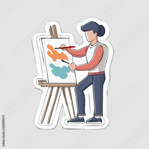Artist Painting on Canvas