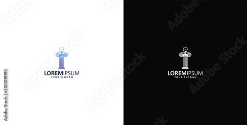 creative design logo of light bulb and pillar, lawyer logo