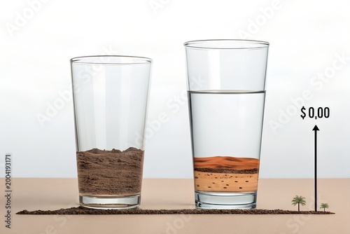 Water Scarcity Concept – Glass with Soil and Minimal Water Showing Resource Shortage