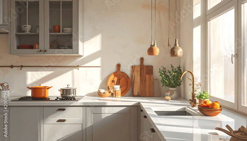 Cozy Sun-Drenched Kitchen Corner with Wooden Countertops