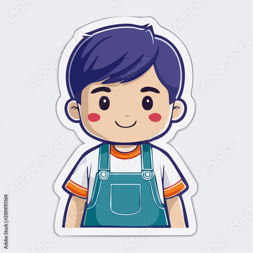 Cute Cartoon Boy Character Sticker