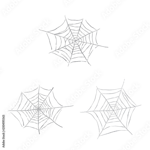 Fotografie Set of three scattered spider webs illustration for Halloween decoration