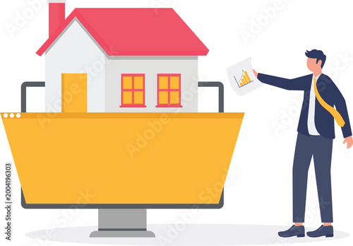 Real estate agent managing property files digitally