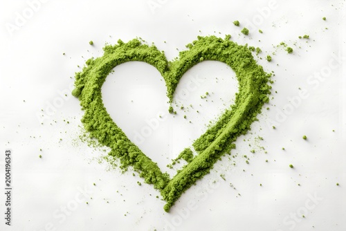 Green Matcha Heart Shape Powder – Organic Love, Healthy Lifestyle & Wellness Concept