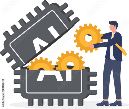 AI system managing industrial mechanics and gears