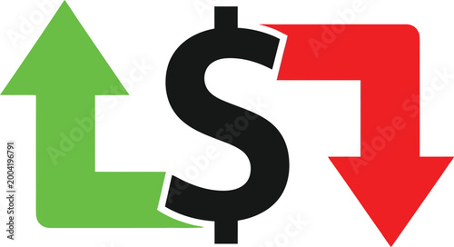 Money rise and fall icon Vector