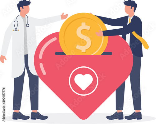 Doctors and partners donating money to heart charity