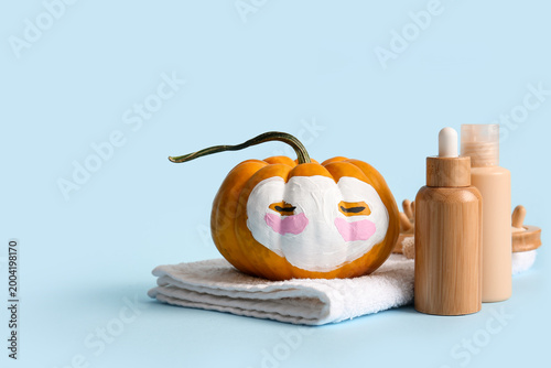 Funny pumpkin with facial m...