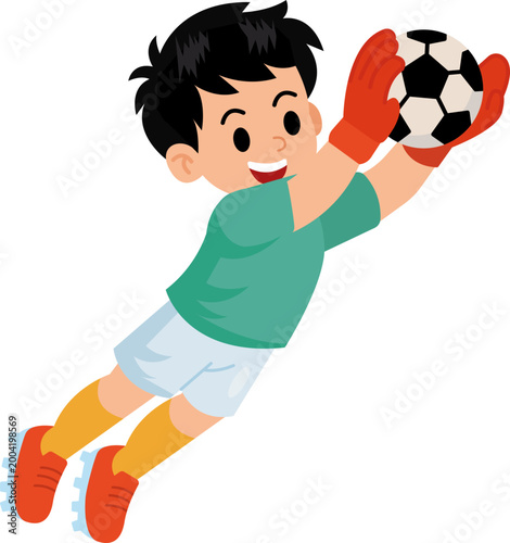Kids Goalkeeper Soccer Defense Save Training Cartoon