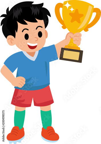 Kids Trophy Winner Soccer Champion Celebration Cartoon