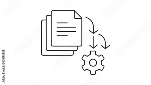 Quadro em tela Batch Processing and Data Automation Vector Icon Illustration with Editable Stroke