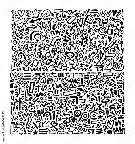 Intricate doodle art a chaotic collection of hand drawn elements
