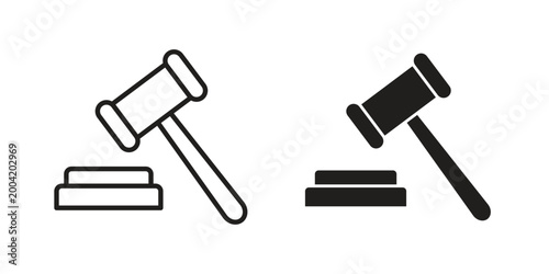 Gavel icon design pack in white and black color