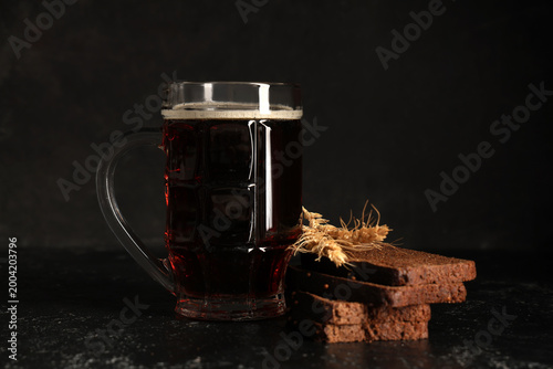 Mug of fresh kvass with sli...
