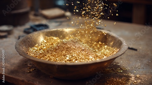 Artisanal Gold Flakes: Crafting Luxury in a Copper Bowl