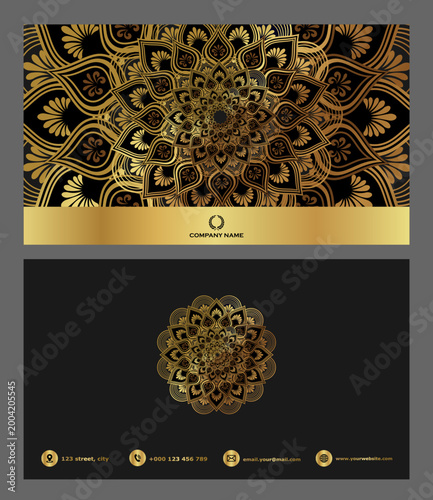 Creative Business Card Template with Mandala golden Luxury concept
