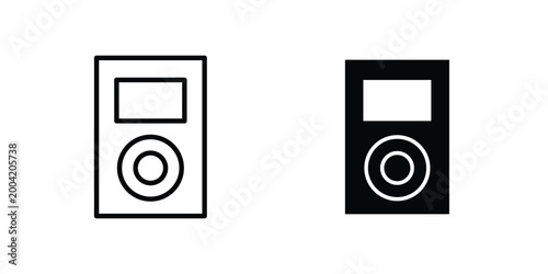Mp3 Player icon design pack in white and black color