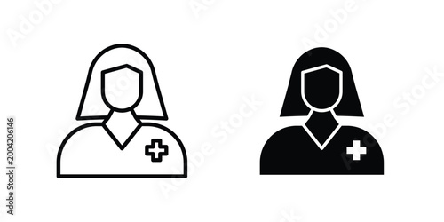 Nurse icon design pack in white and black color