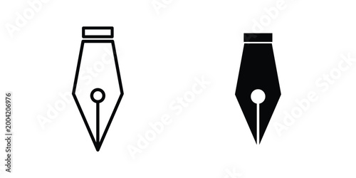 Pen nib icon design pack in white and black color