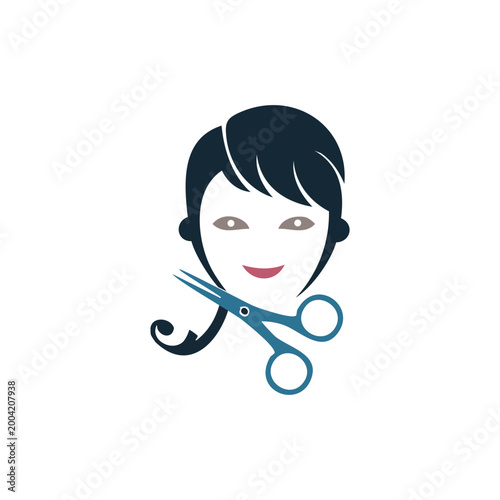 Haircut illustration with smiling face.